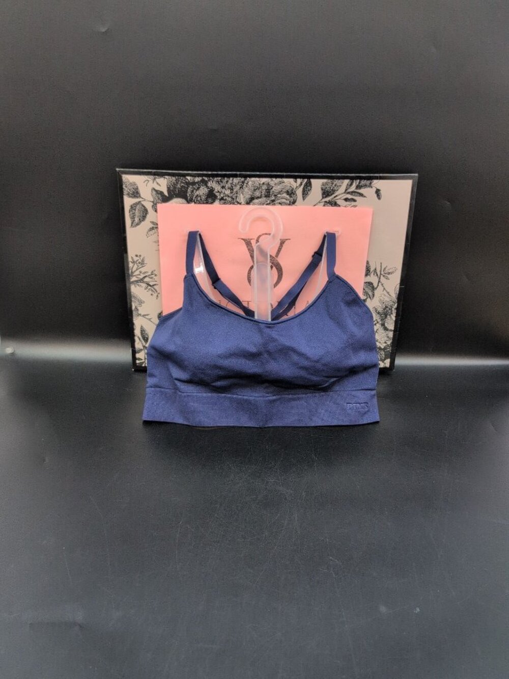 Victoria Secret Pink Seamless Scoop Racerback Sports Bra Large Midnight Navy